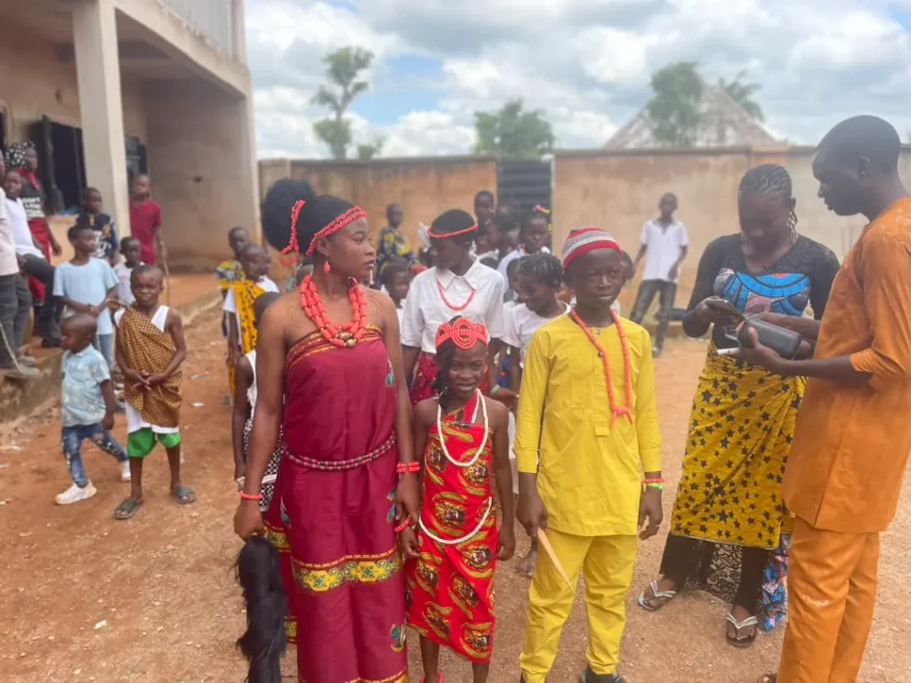 Students in traditional attire on Cultural Day